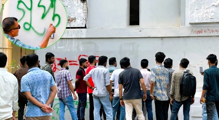 ঢাবির সলিমুল্লাহ হলে শিবিরের বিরুদ্ধে দেয়াল লিখন কর্মসূচি